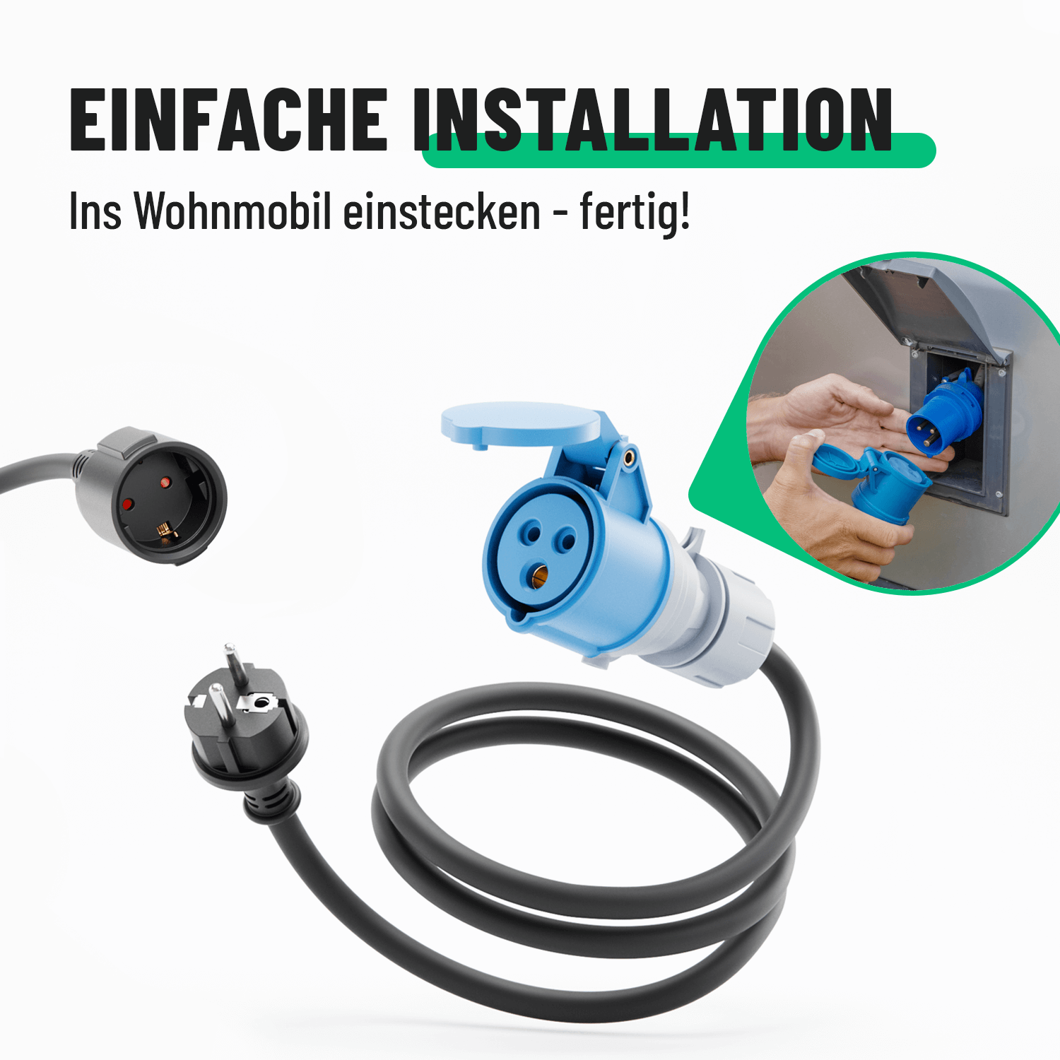 Adapter Schuko Stecker auf CEE Elektroauto einfache Installation Wohnmobil 911009-4
