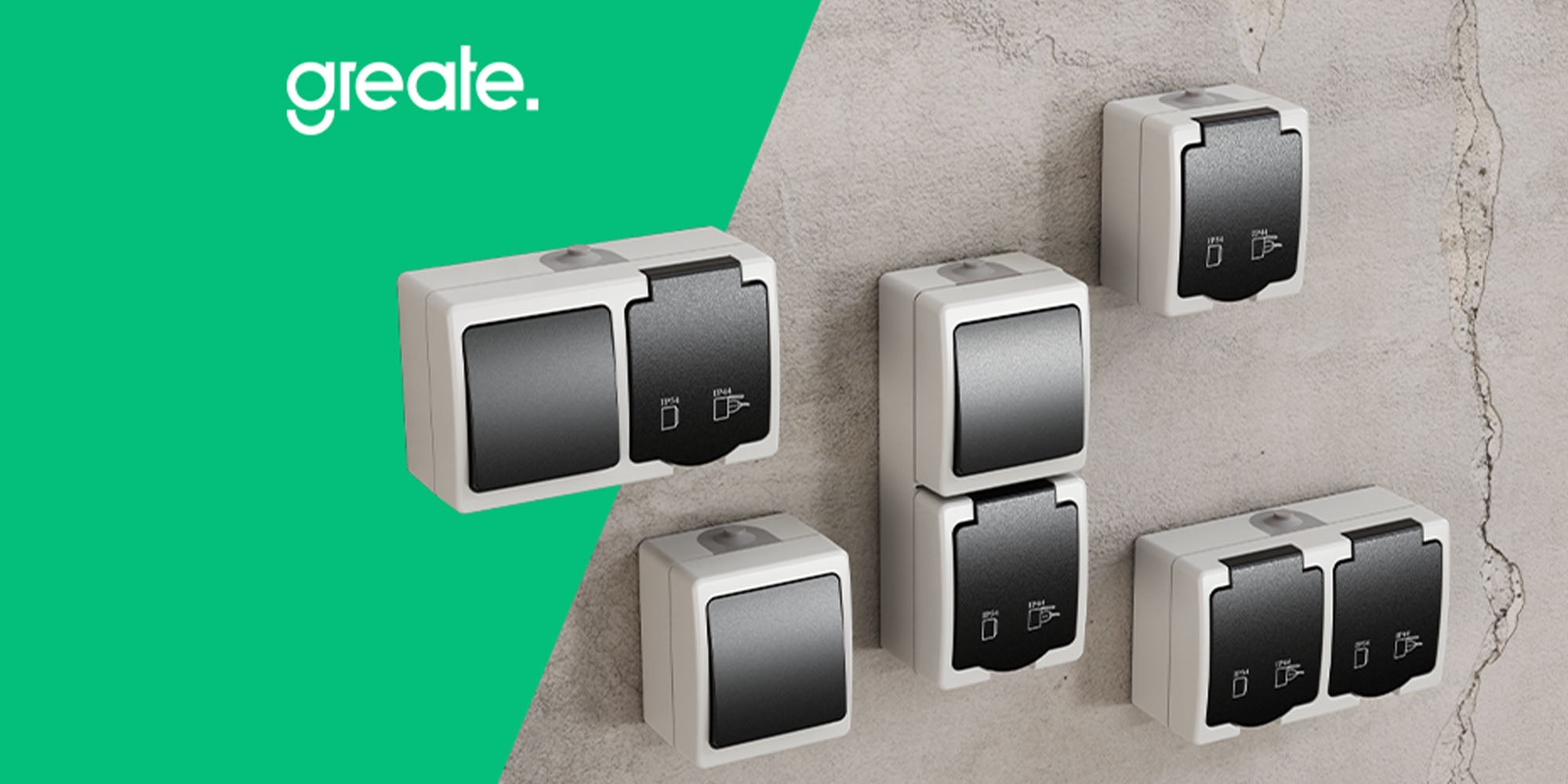 Aufputz Wechselschalter und Steckdose horizontal 501040-1