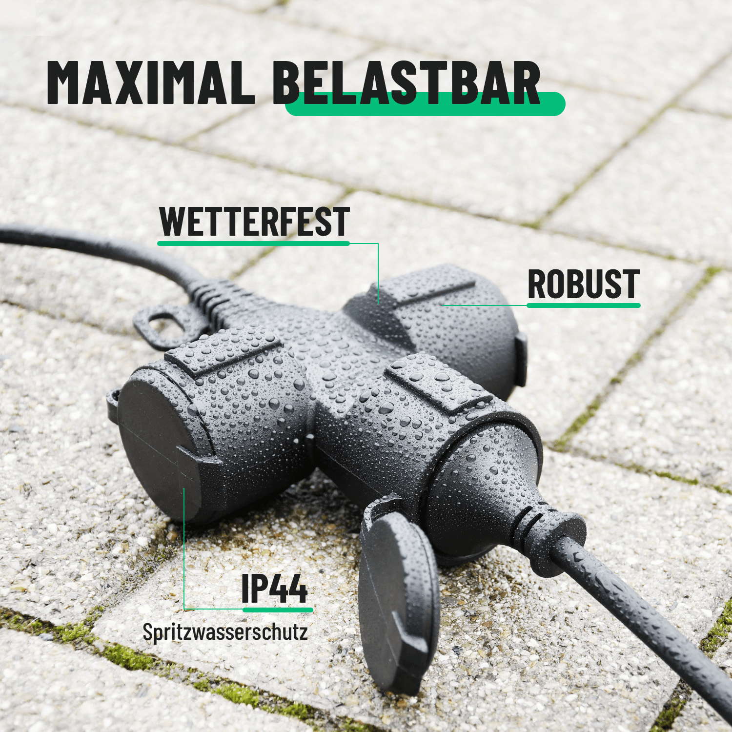 Aussen Outdoor Verlängerungskabel maximal belastbar wetterfest robust IP44 911005-3