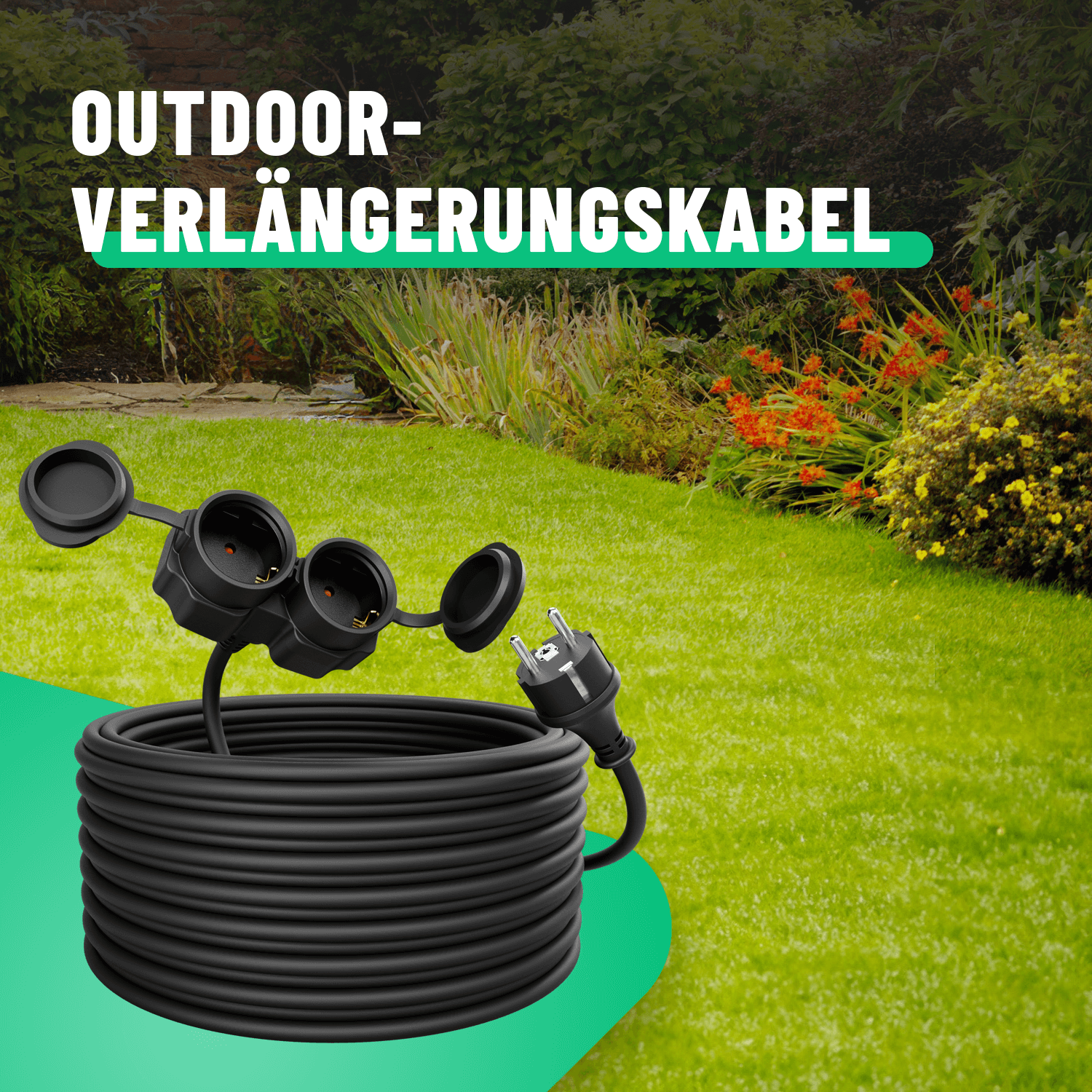 Aussenbereich Outdoor Verlängerungskabel 20m für Garten und Terrasse 911002-1