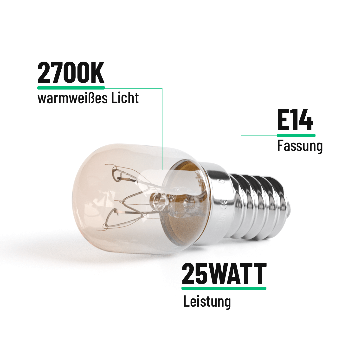 Backofenlampe mit 25 Watt, 2700K warmweiss & E14 Fassung 201100-4