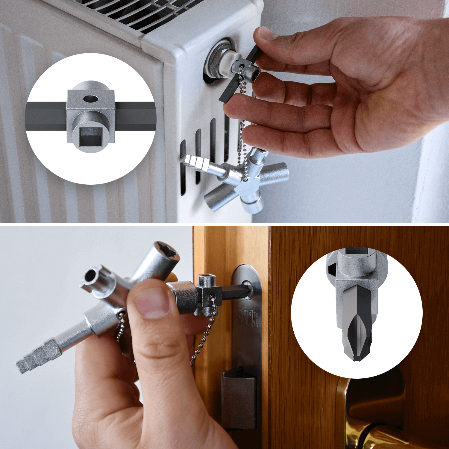 Bau Universalschlüssel mit 4 Profile für gängige Schränke Vierkant Dreikant Anwendungen 1006-4