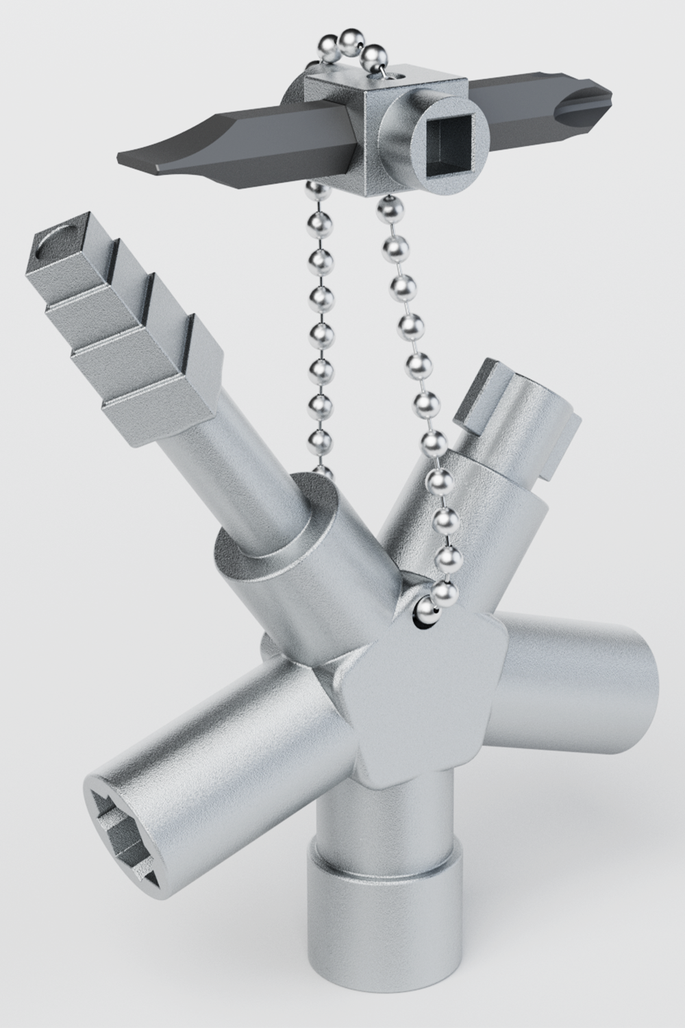 Bau Universalschlüssel mit 4 Profile für gängige Schränke Wendebit und Heizungsentlüfter Hauptbild 1006-0