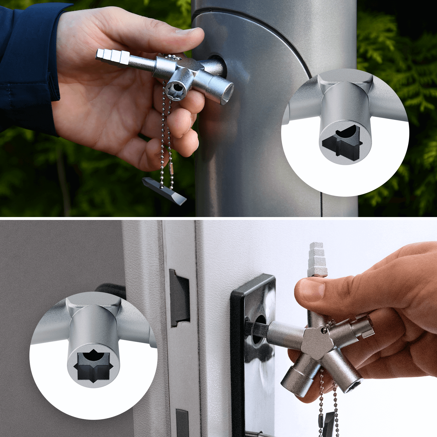 Bau Universalschlüssel Vierkantschlüssel Bauschlüssel Vierkant Dreikant Anwendungen 1005-2