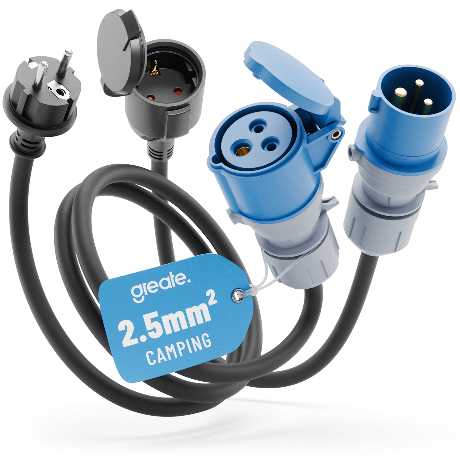 CEE Adapter Set Schuko Stecker Kupplung 2.5mm Camping 911008_911009-hauptbild