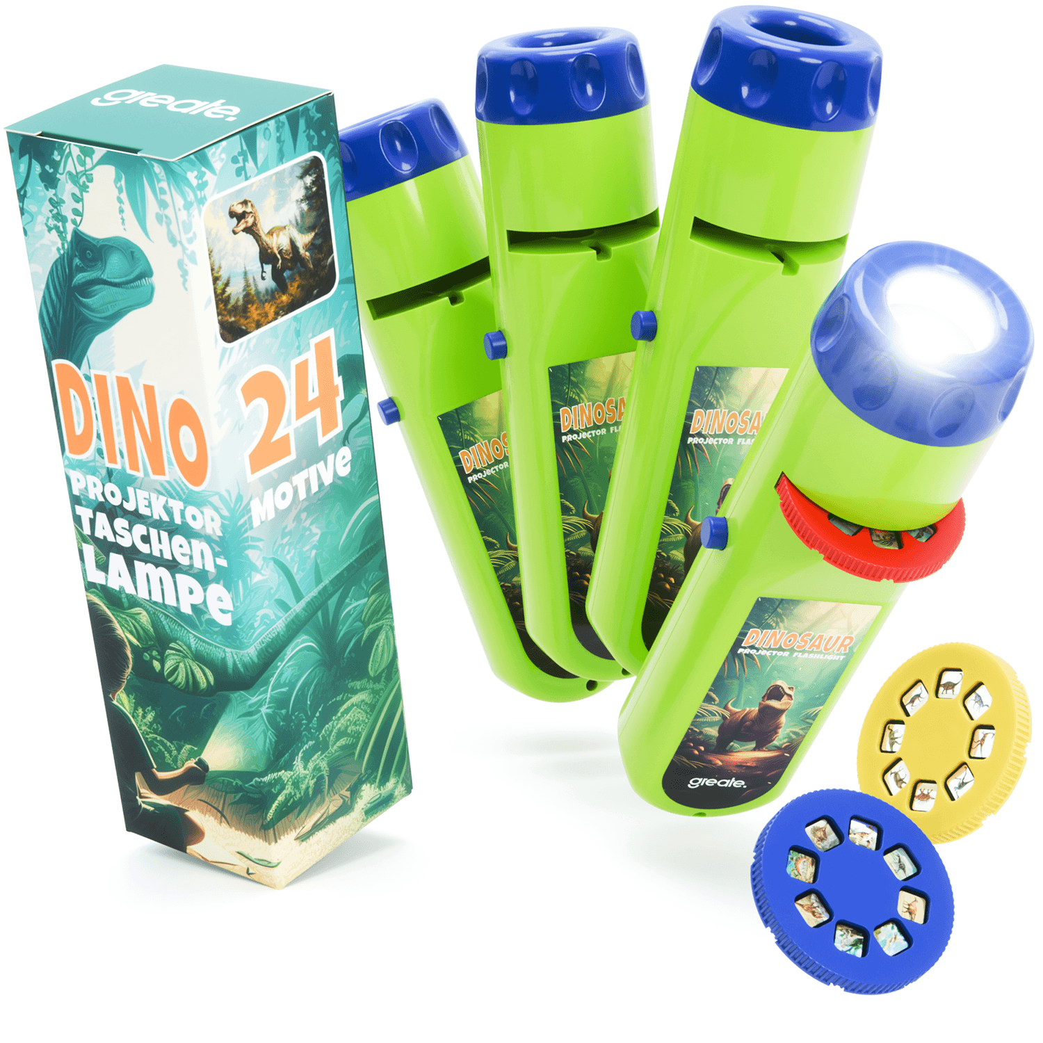 Dino Projektor Taschenlampe 201027 Hauptbild 4er Pack