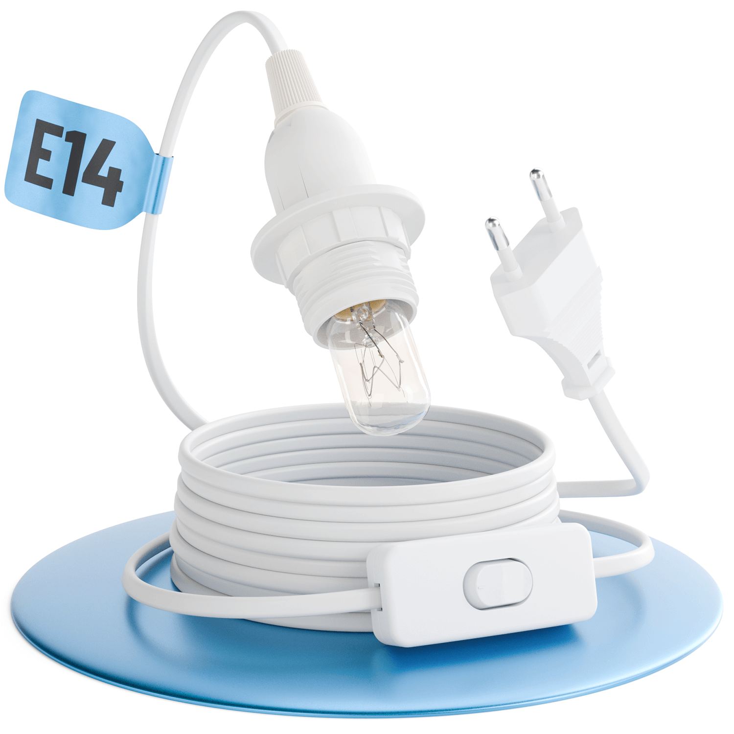 E14 Lampenfassung Fassung weiss mit Schalter und Stecker 3,5m Kabel 505001 Hauptbild