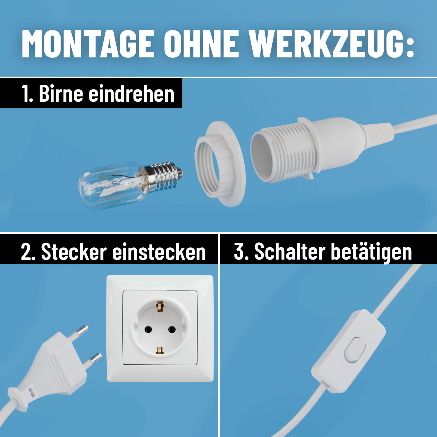 E14 Lampenfassung für Weihnachtsstern Papierstern Montage ohne Werkzeug 505001-3