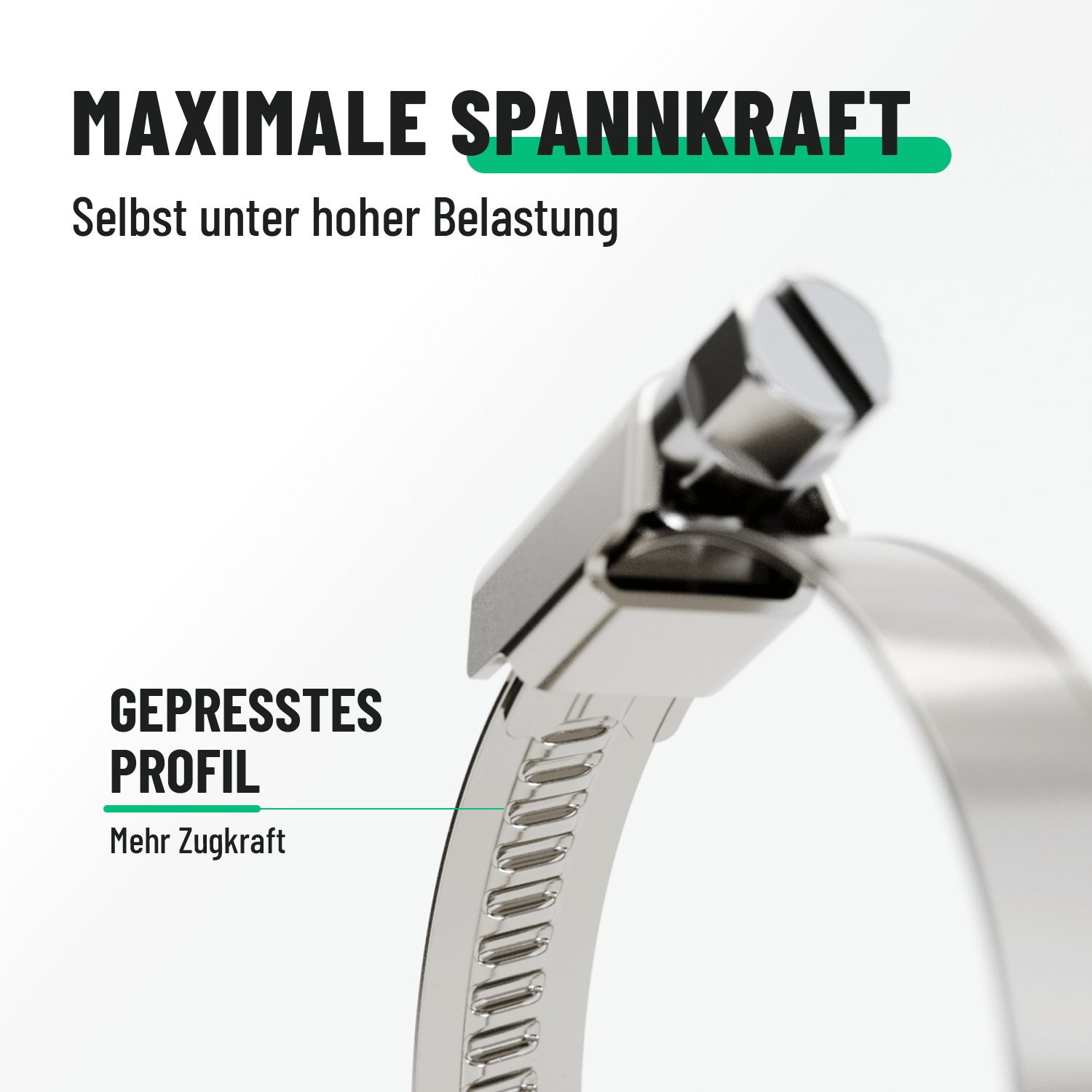 Edelstahl Schlauchschellen mit hoher Klemmkraft 101305-5