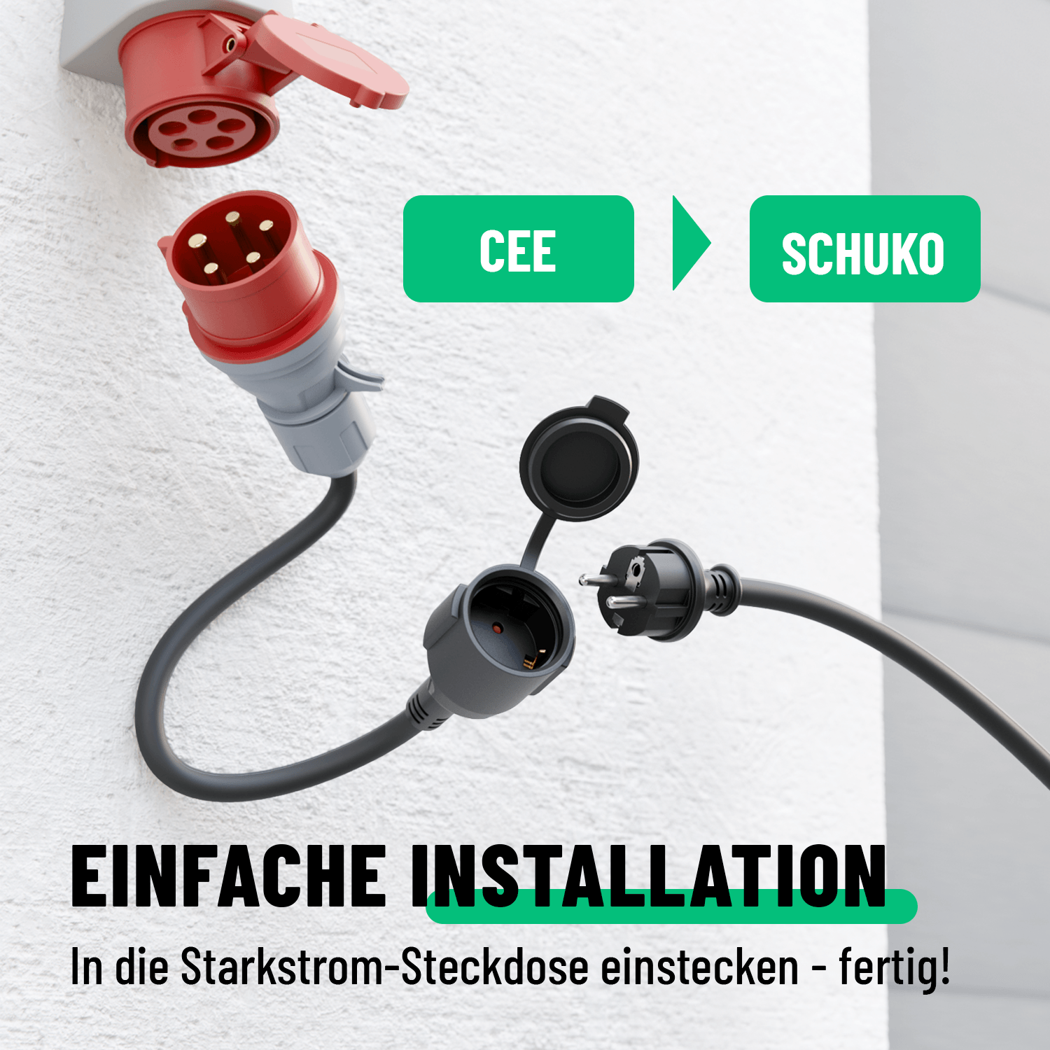 Einfache Installation CEE Adapter Schuko Kupplung 911011-2