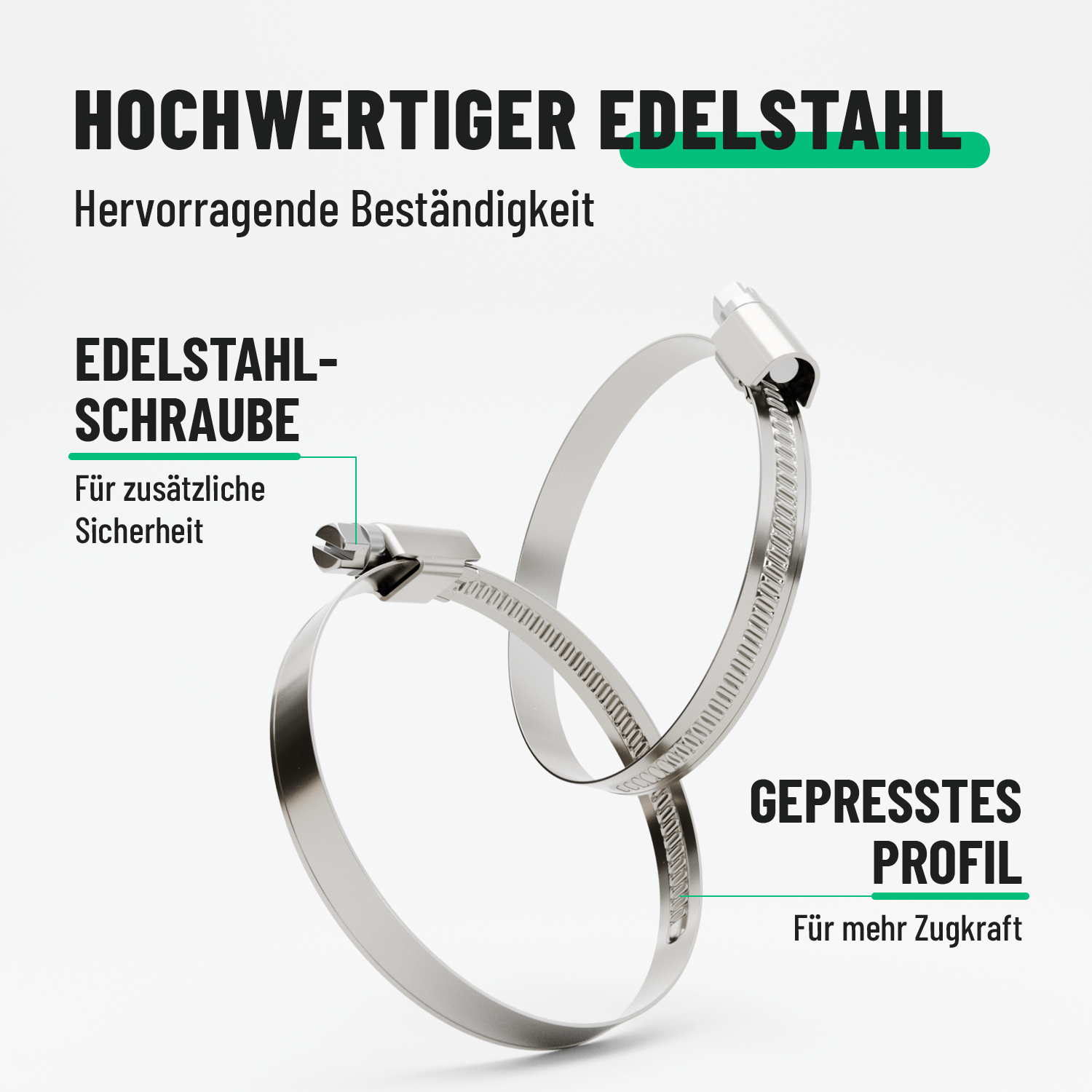 Einstellbare Schlauchschelle aus hochwertigen Edelstahl 101306-1