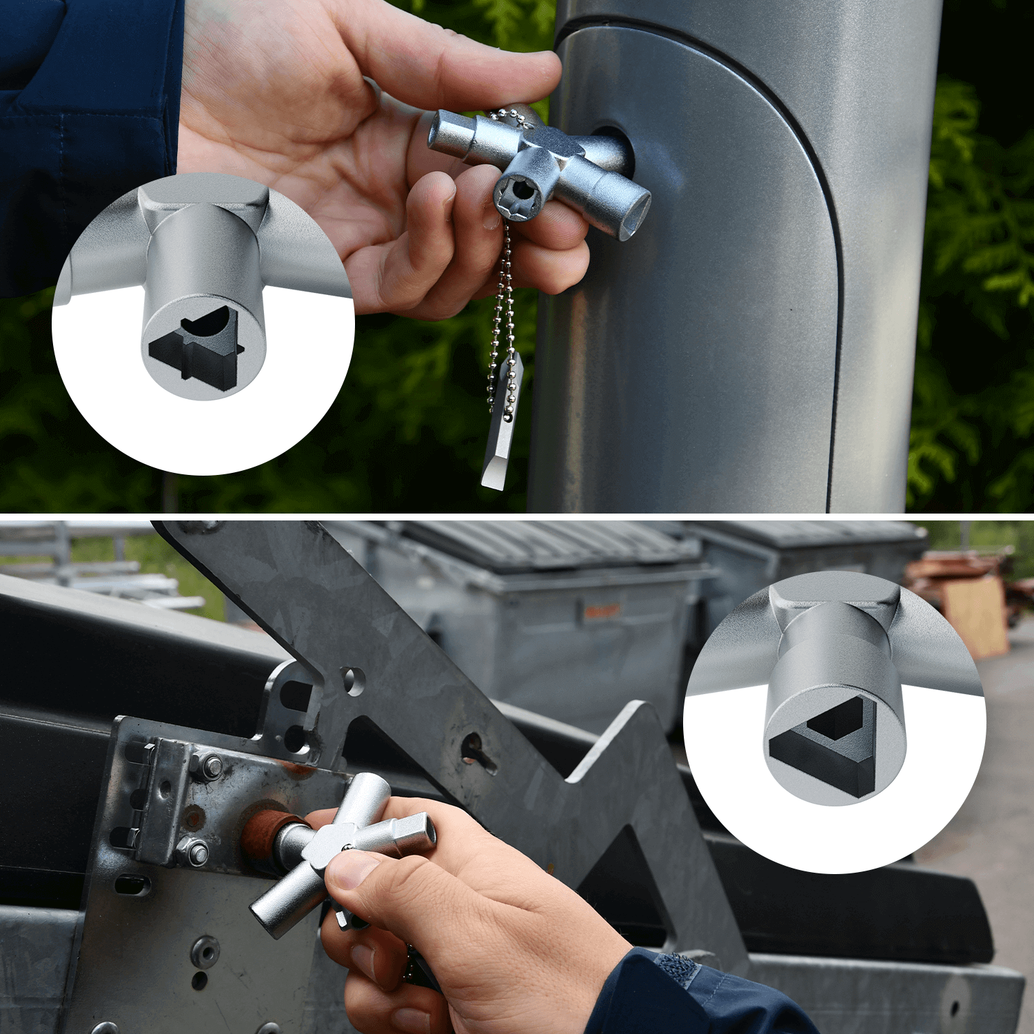 Elektro Universalschlüssel Wendebit Vierkant Dreikant Schaltschrankschlüssel 1008-2