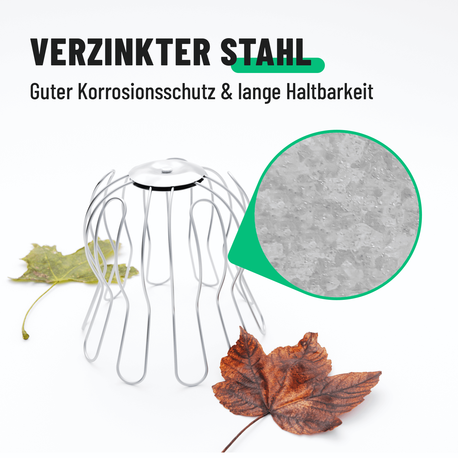 Fallrohrschutz als Regenrinnen Laubschutz aus verzinkten Stahl 101307-4