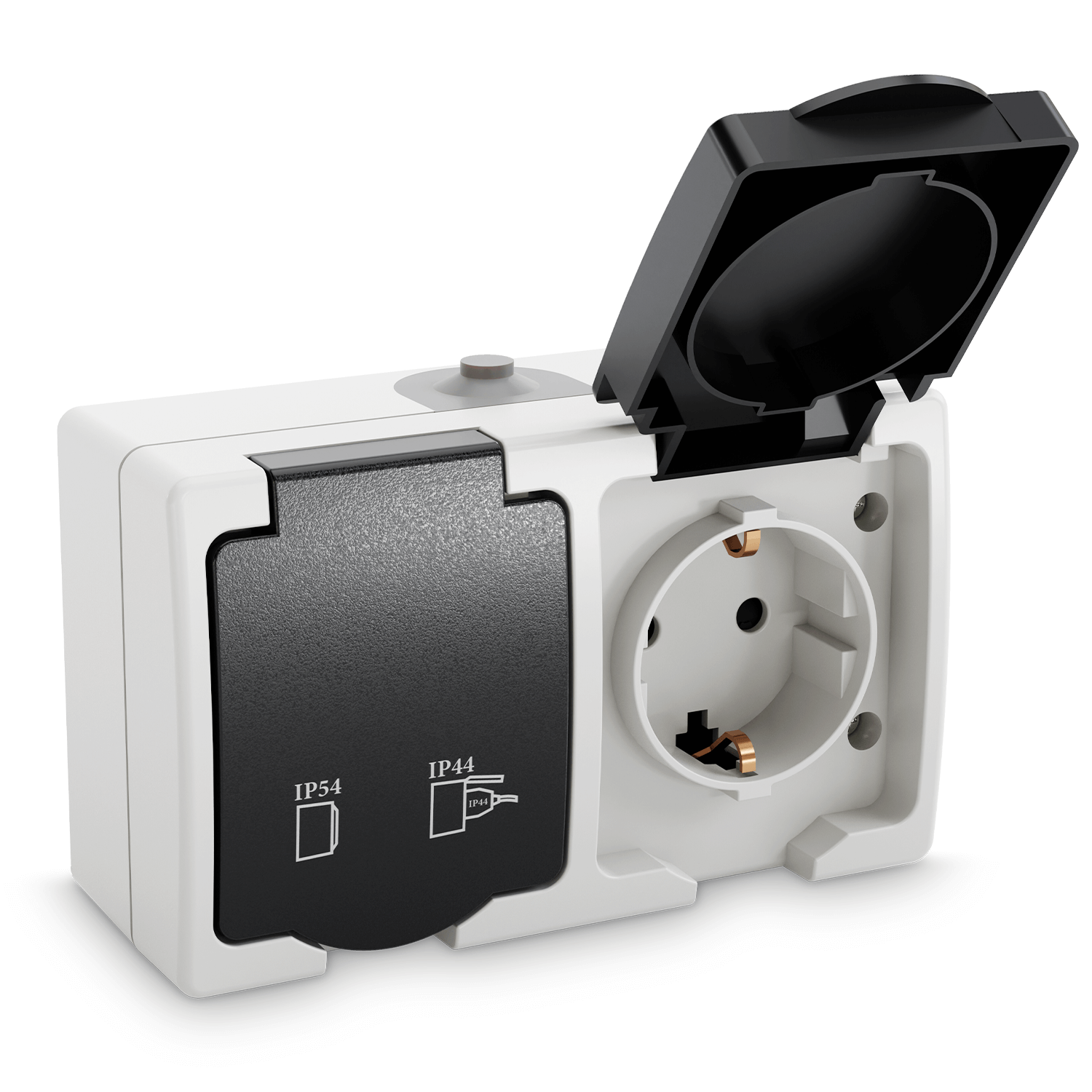 Feuchtraum Steckdose Aufputz Aussenbereich 2fach Doppelsteckdose 501030 Hauptbild