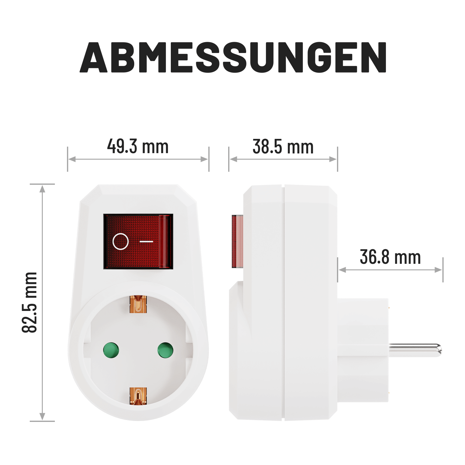 1fach Steckdosenadapter mit Schalter