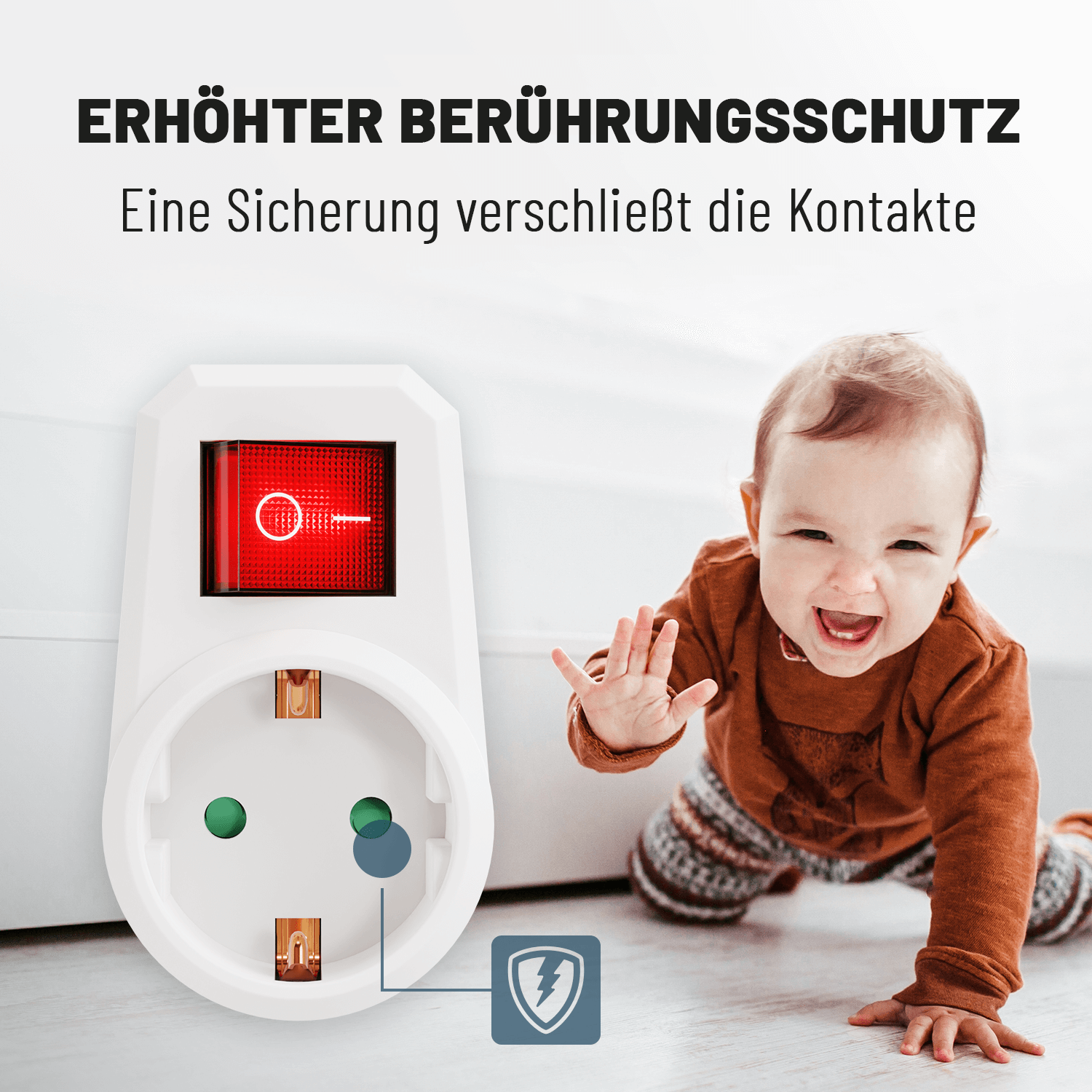 1fach Steckdosenadapter mit Schalter