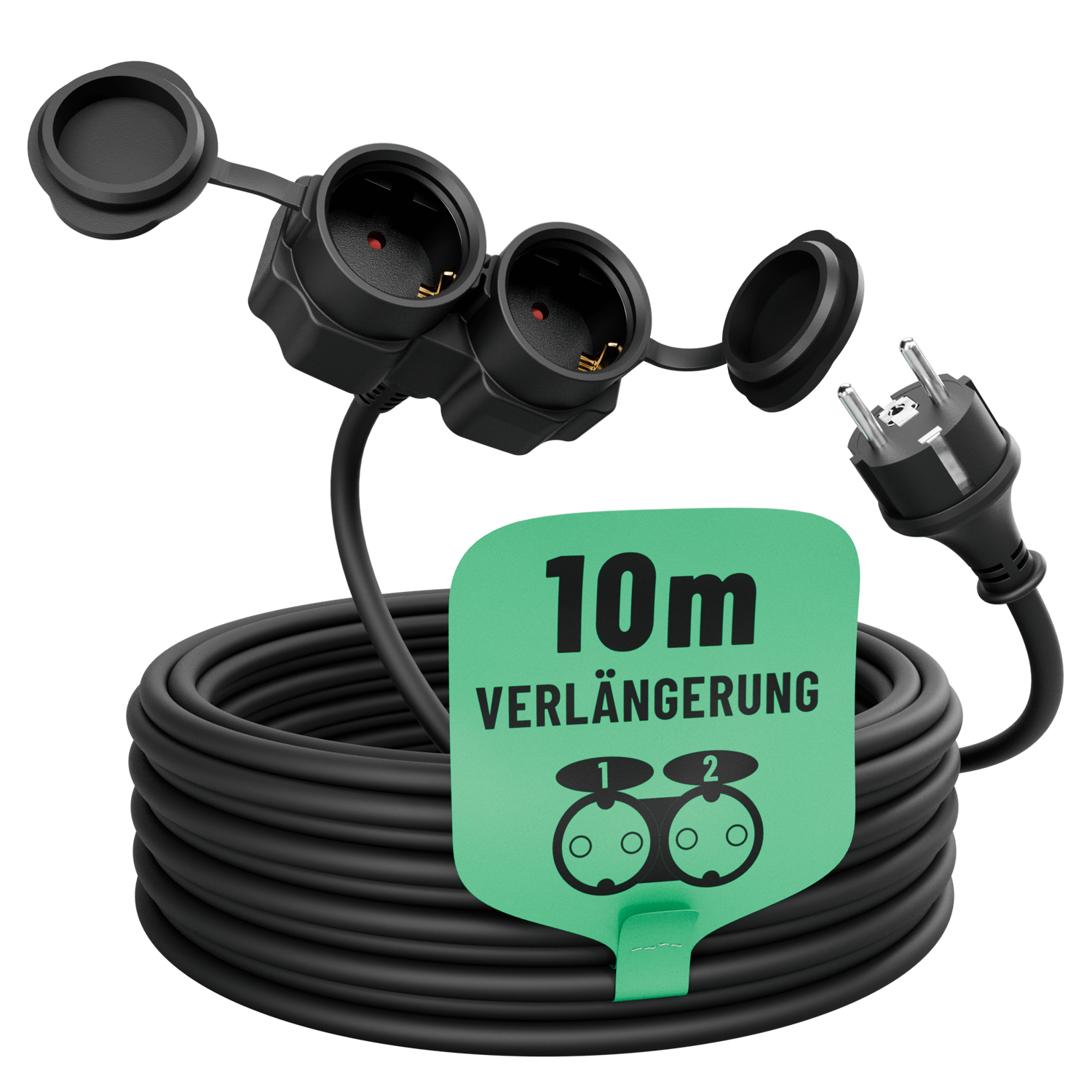 2fach Schuko Verlängerungskabel Outdoor 10m