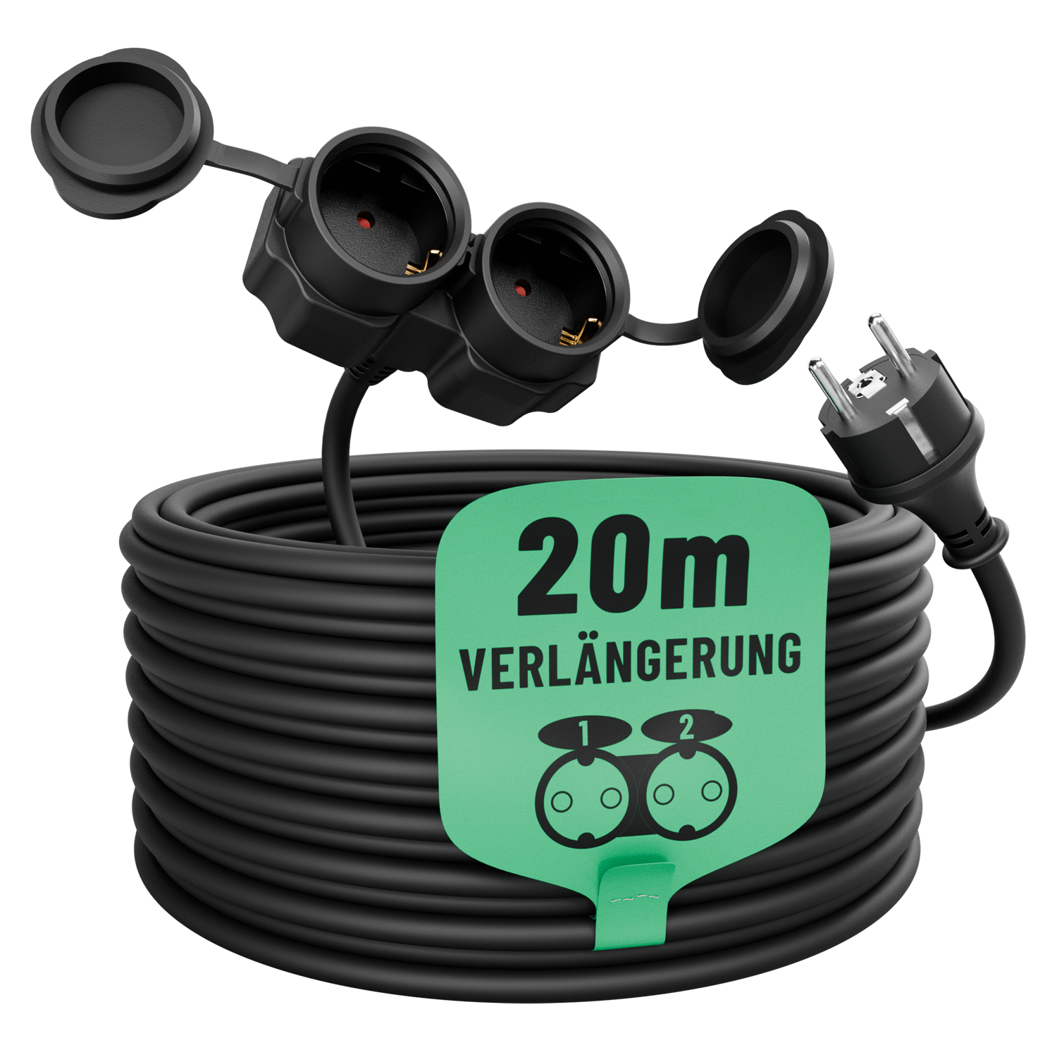 2fach Schuko Verlängerungskabel Outdoor 20m