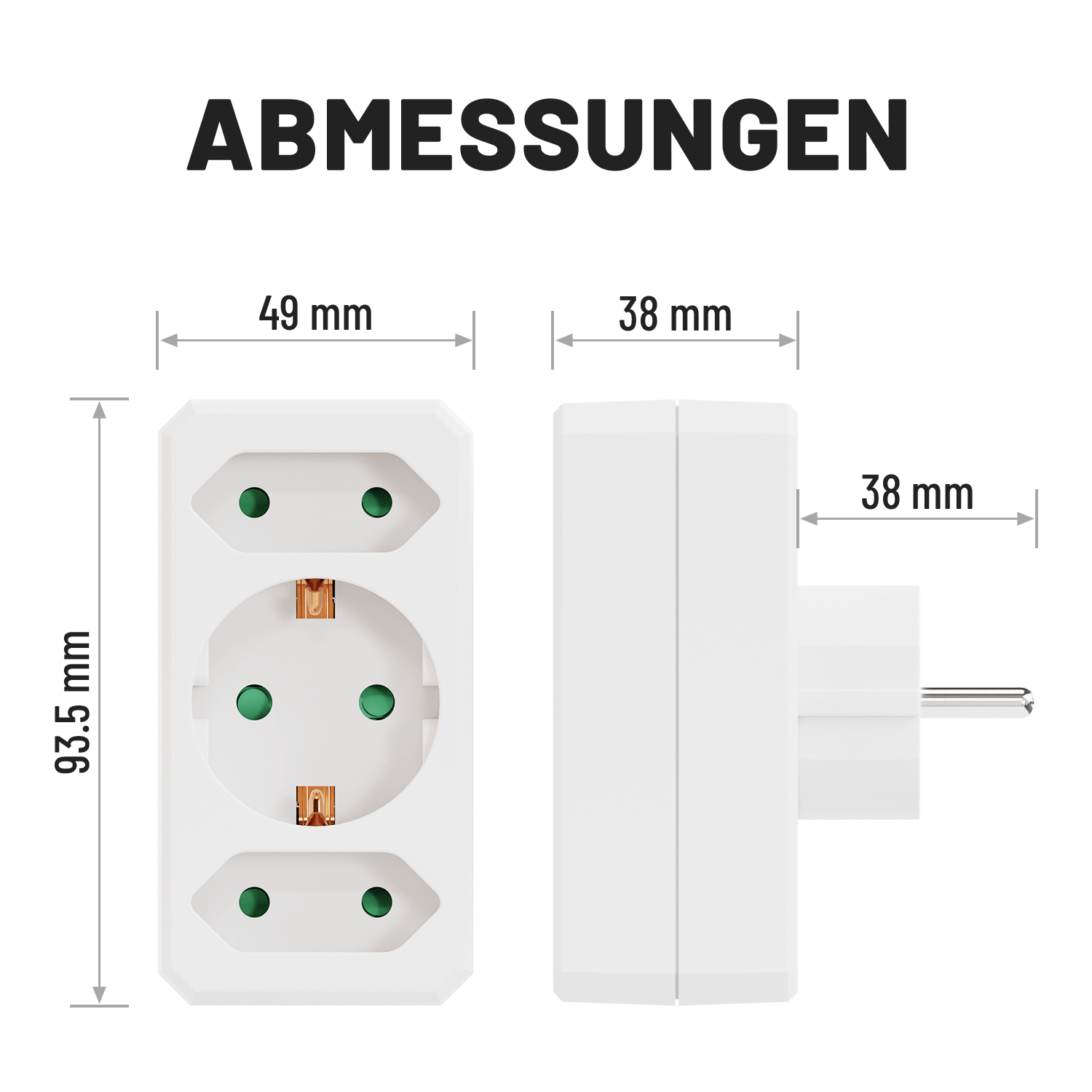 3fach Steckdosenadapter mit Schuko