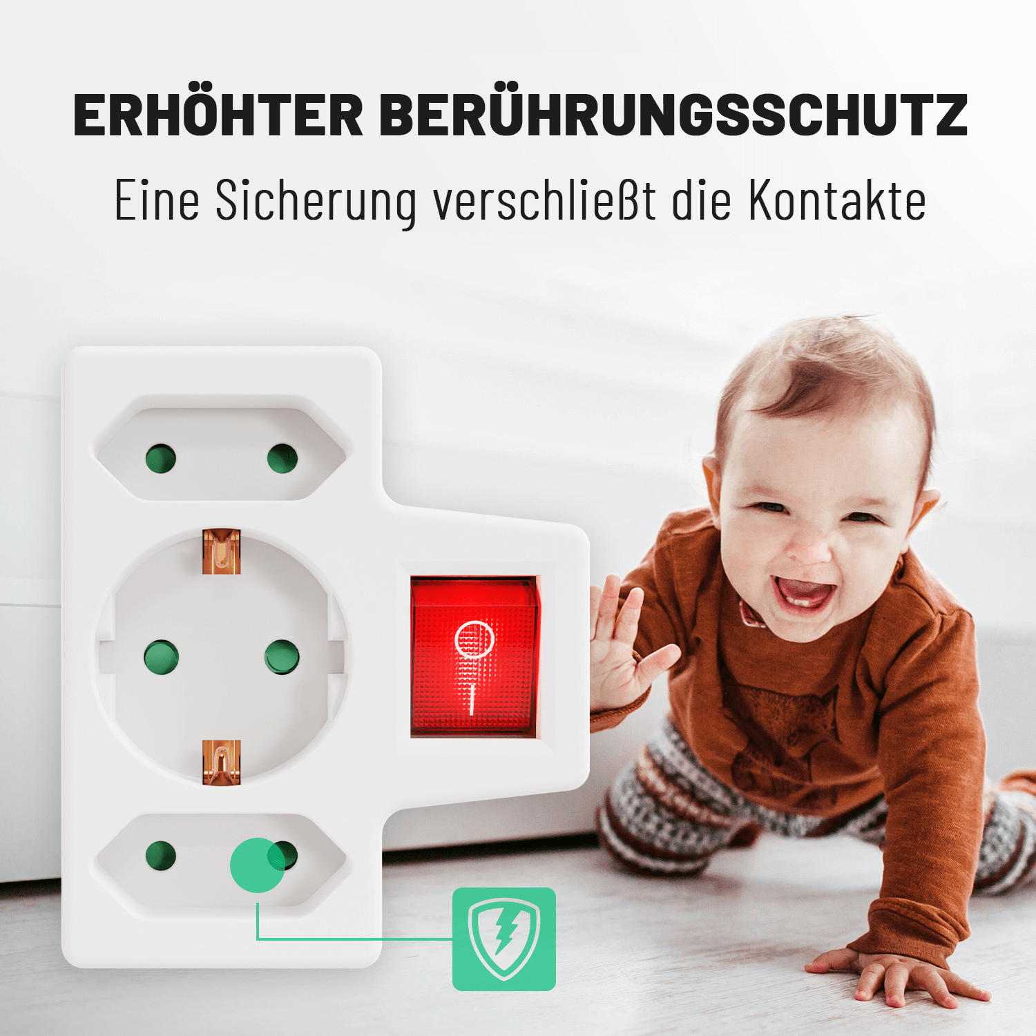 3fach Steckdosenadapter mit Schalter & Schuko