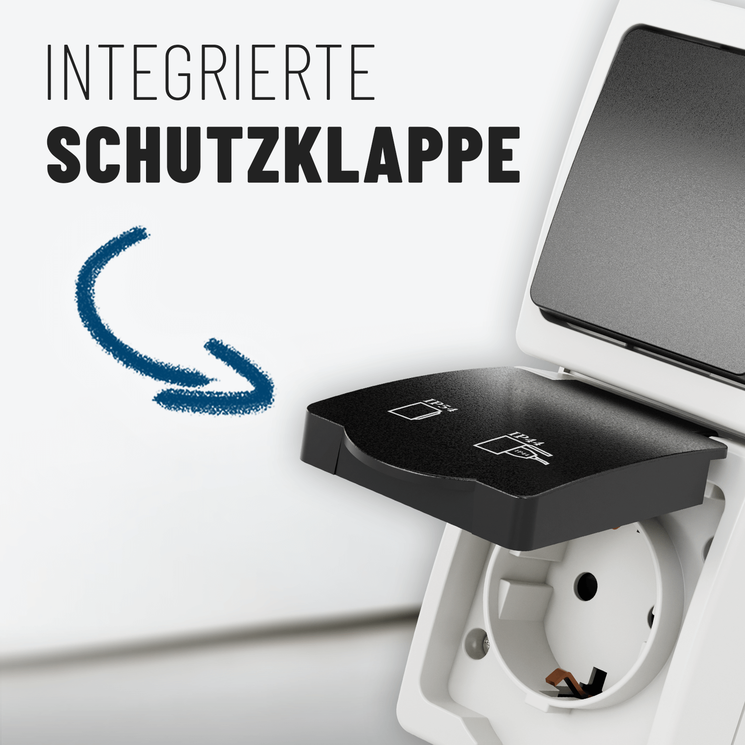 Aufputz Wechselschalter + Schuko Steckdose vertikal