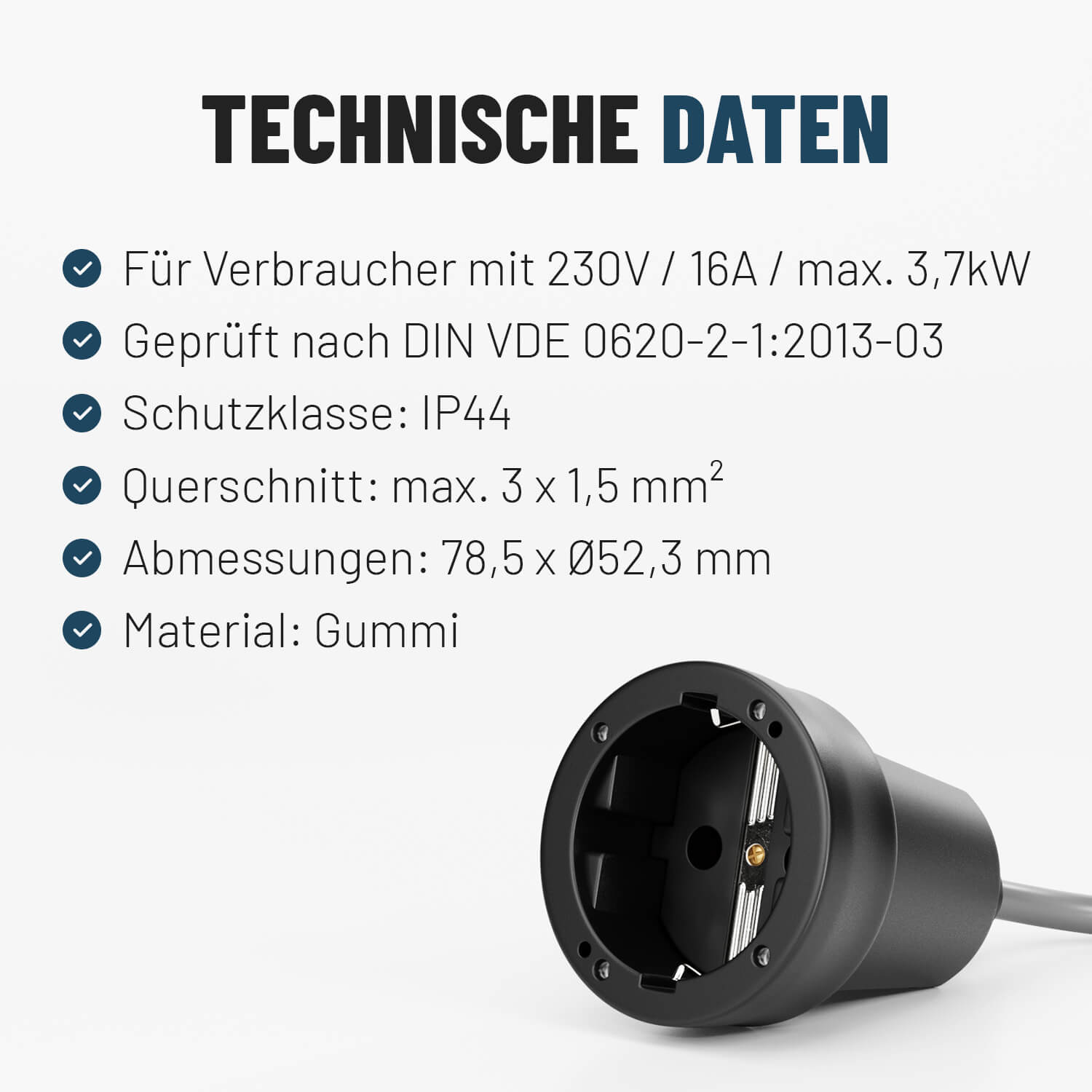 Schutzkontaktstecker & Kupplung schwarz IP44