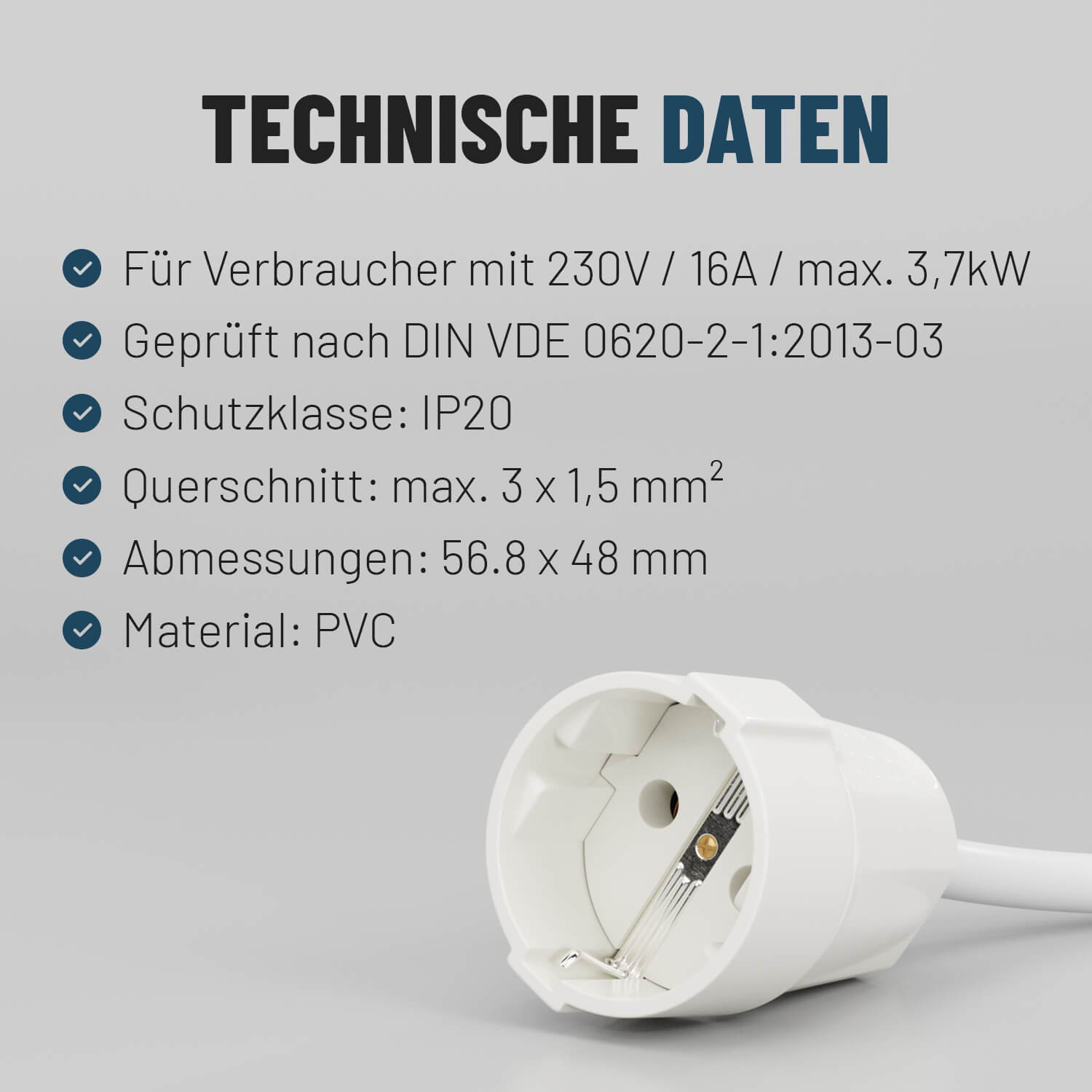 Schutzkontaktstecker & Kupplung weiß IP20