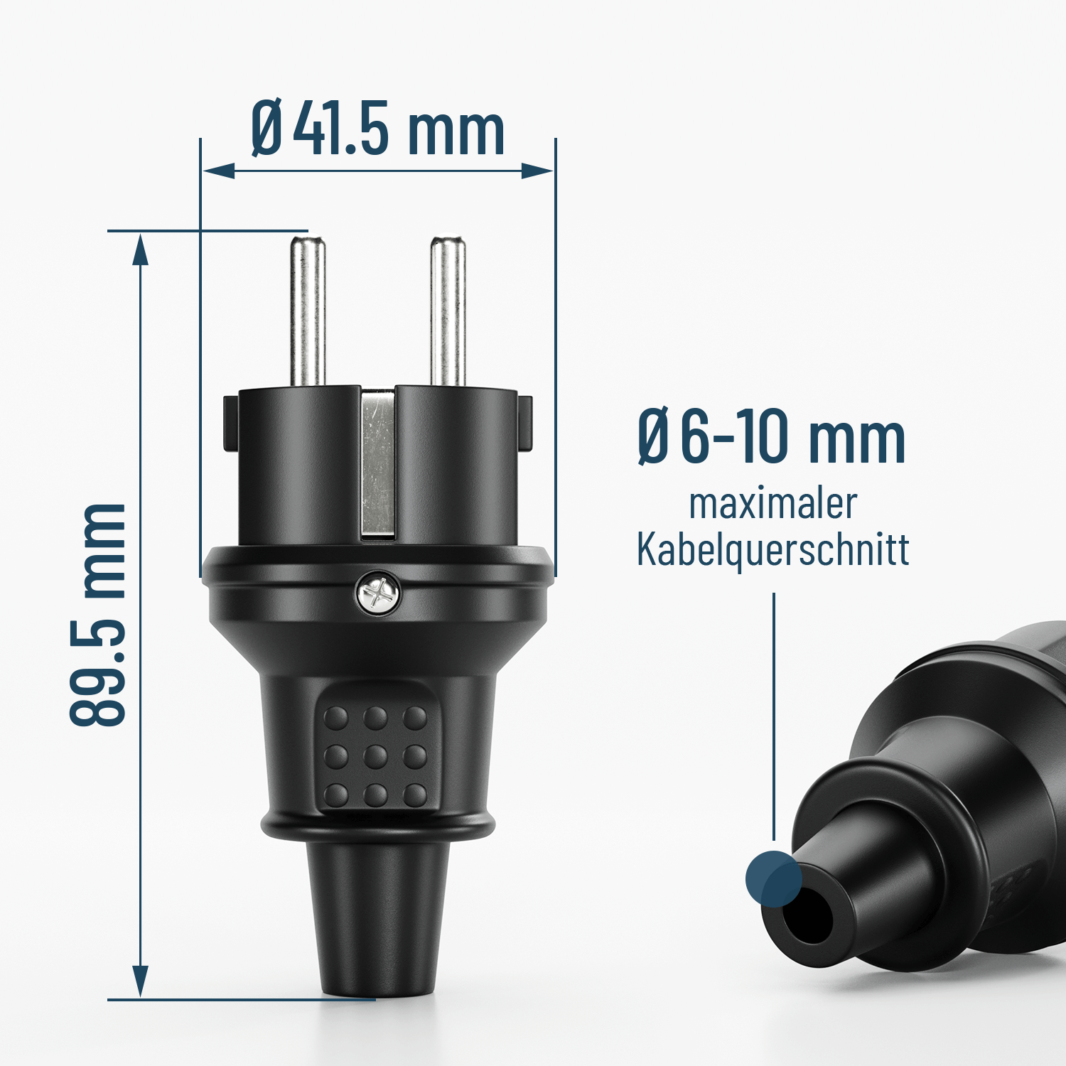 Schutzkontaktstecker & Kupplung schwarz IP44