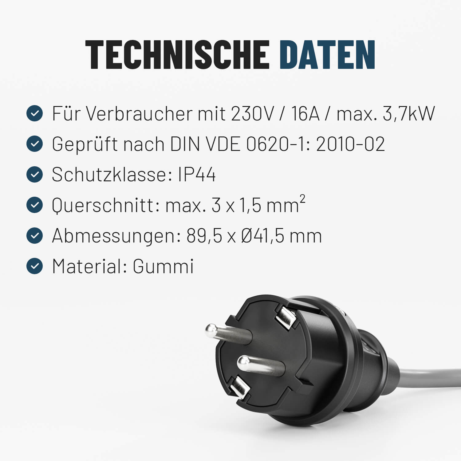 Schutzkontaktstecker & Kupplung schwarz IP44