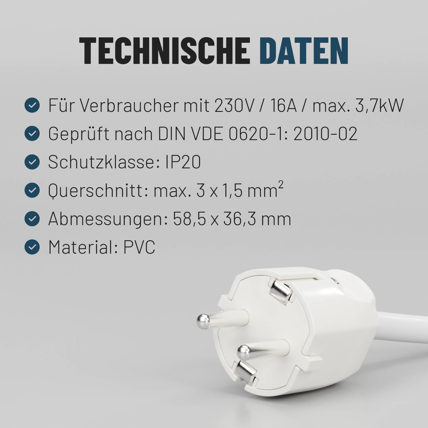 Schutzkontaktstecker & Kupplung weiß IP20