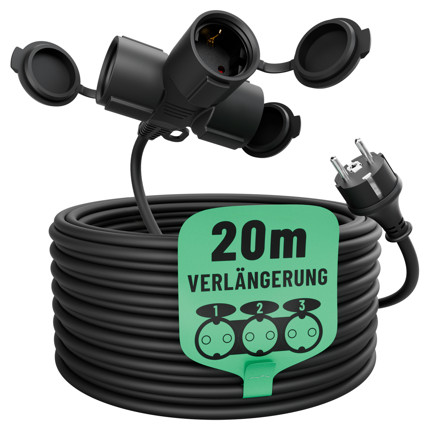 3fach Schuko Verlängerungskabel outdoor 20m