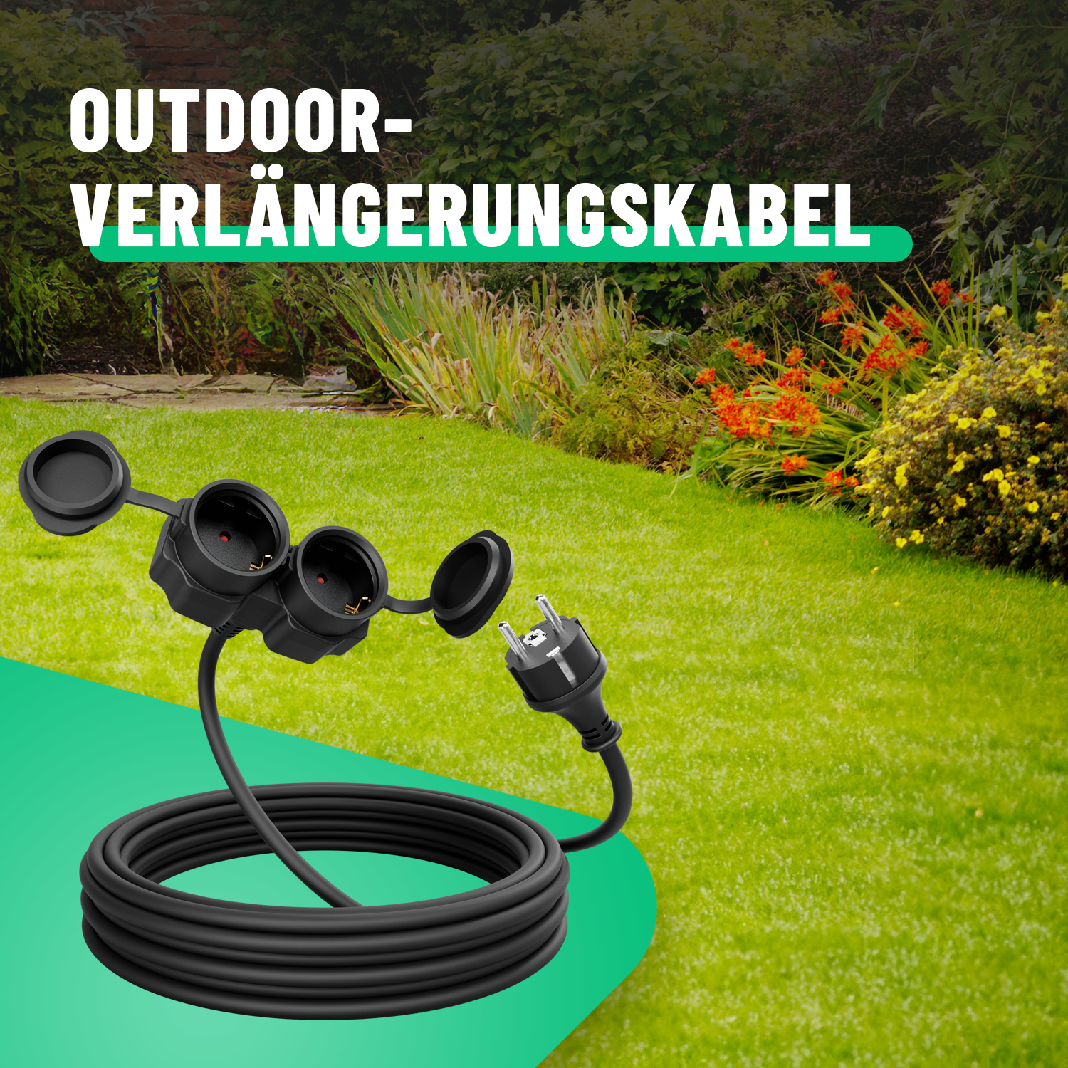 2fach Schuko Verlängerungskabel Outdoor 5m