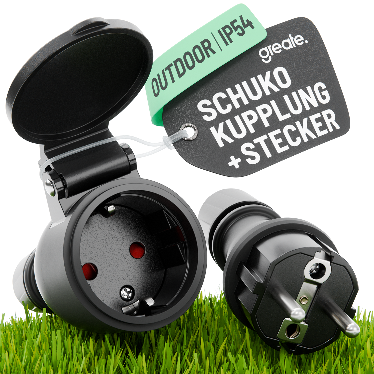 Schuko Stecker + Kupplung IP54