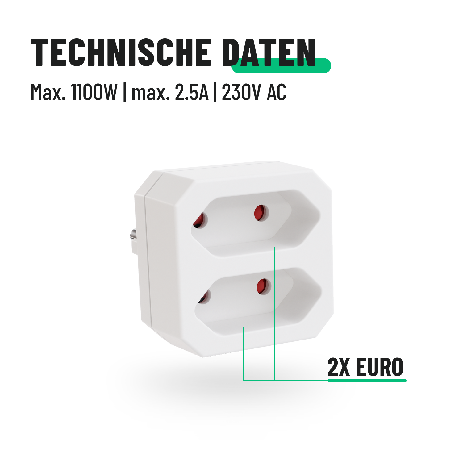 2fach Steckdosenadapter