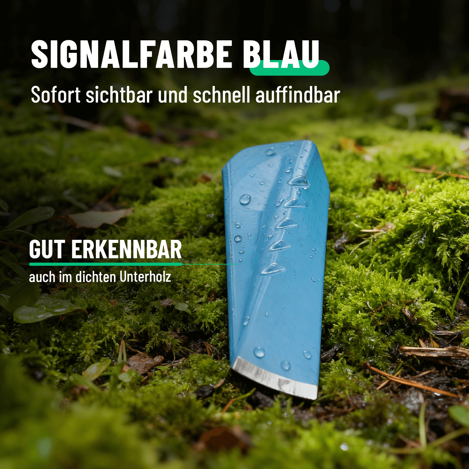 Holzspaltkeil gut erkennbar in blauer Signalfarbe 101701-4