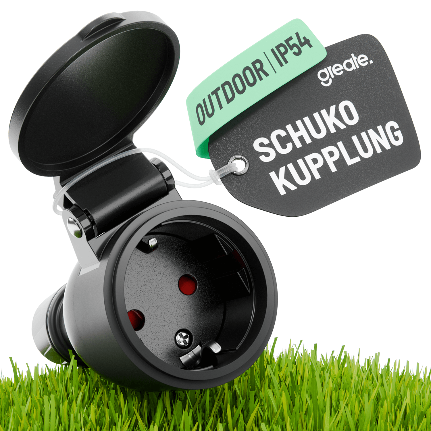 Outdoor Schuko Kupplung Aussenbereich Strom schwarz 230V 501401 Hauptbild