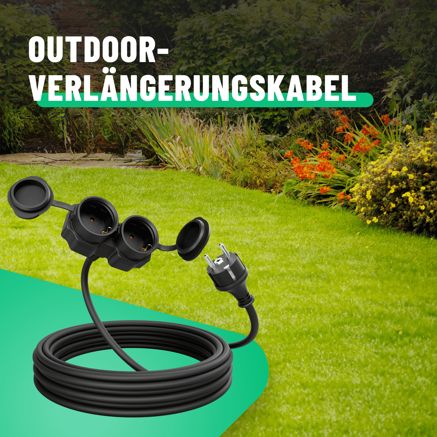 Outdoor Verlängerungskabel 5m Garten IP44 wetterfest 911000-1
