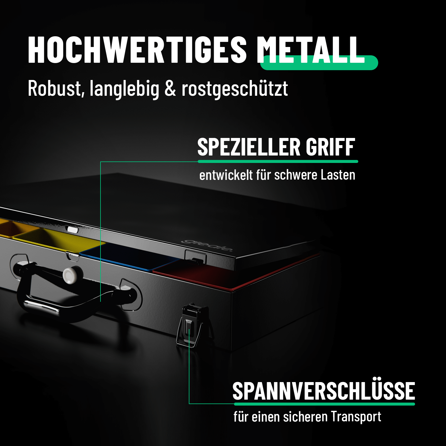 Schraubenkoffer robust, langlebig, mit speziellem Griff und Spannverschlüsse 101400-3