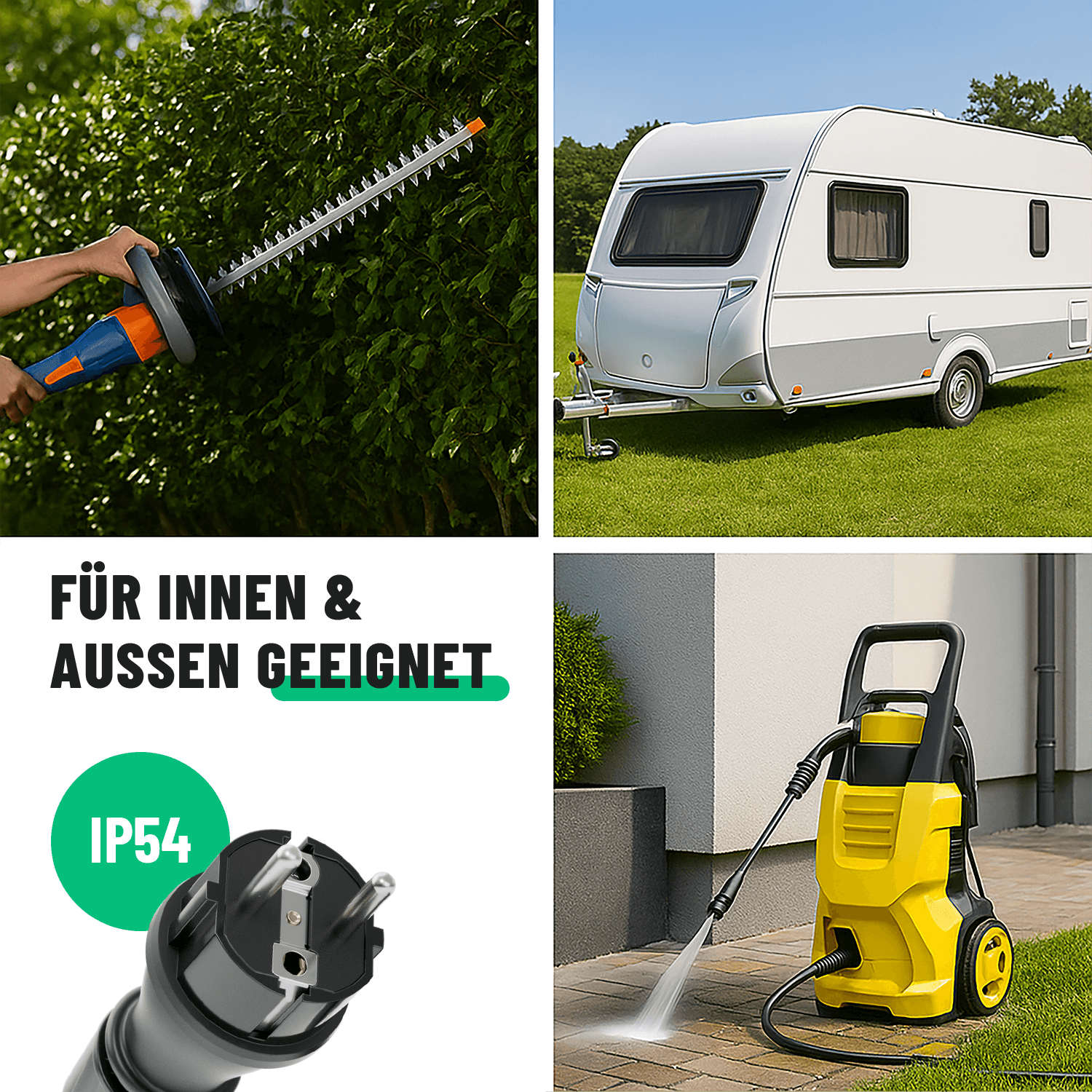 Schuko Stecker Schutzkontaktstecker Schukostecker schwarz innen und aussen IP54 501400-3