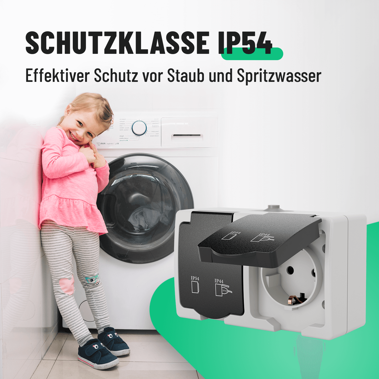 Schutzklappe Feuchtraumsteckdosen Schutzklasse IP54 Schutz vor Staub Spritzwasser 501030-1