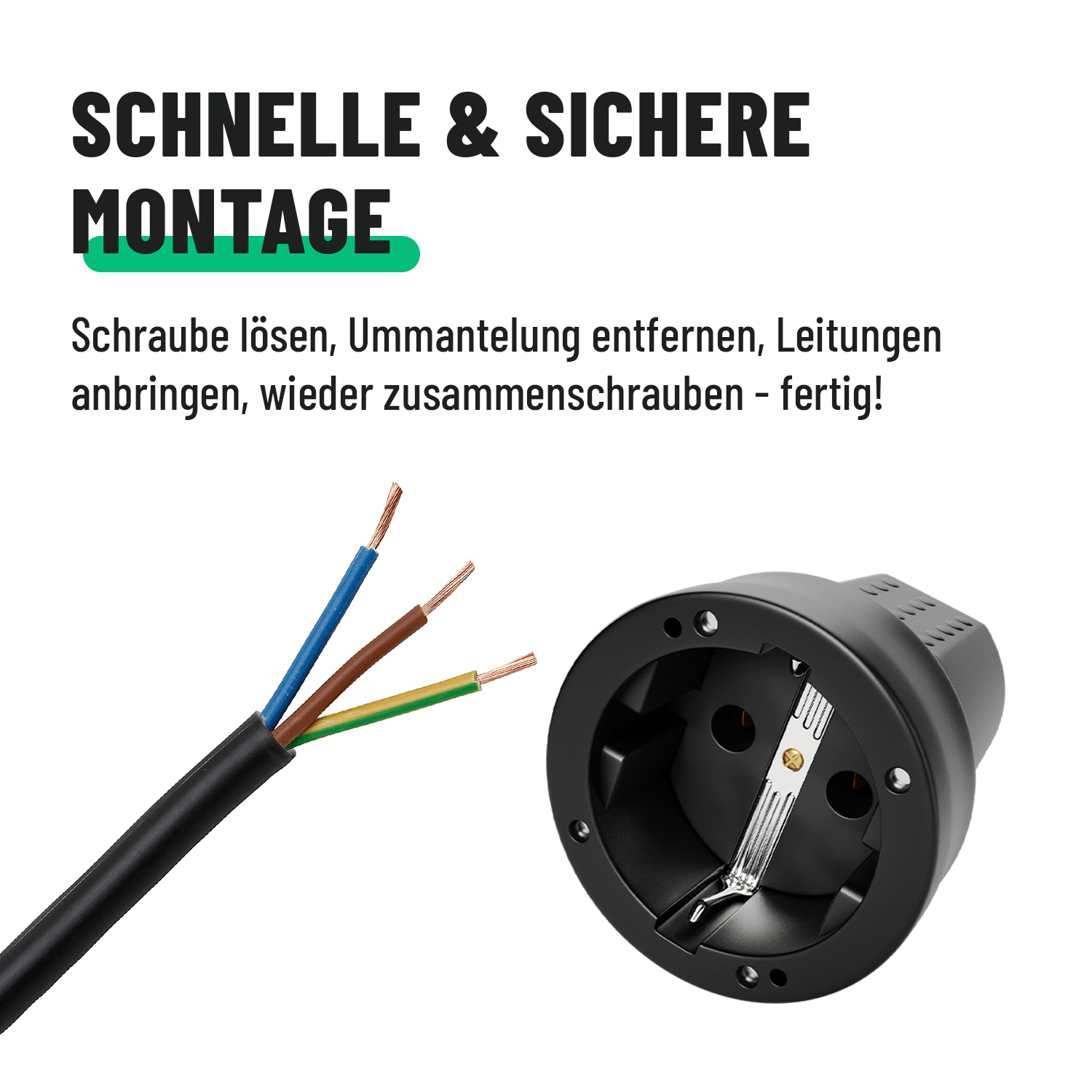 Schutzkontakt Kupplung Schuko einfache Montage 503040-5