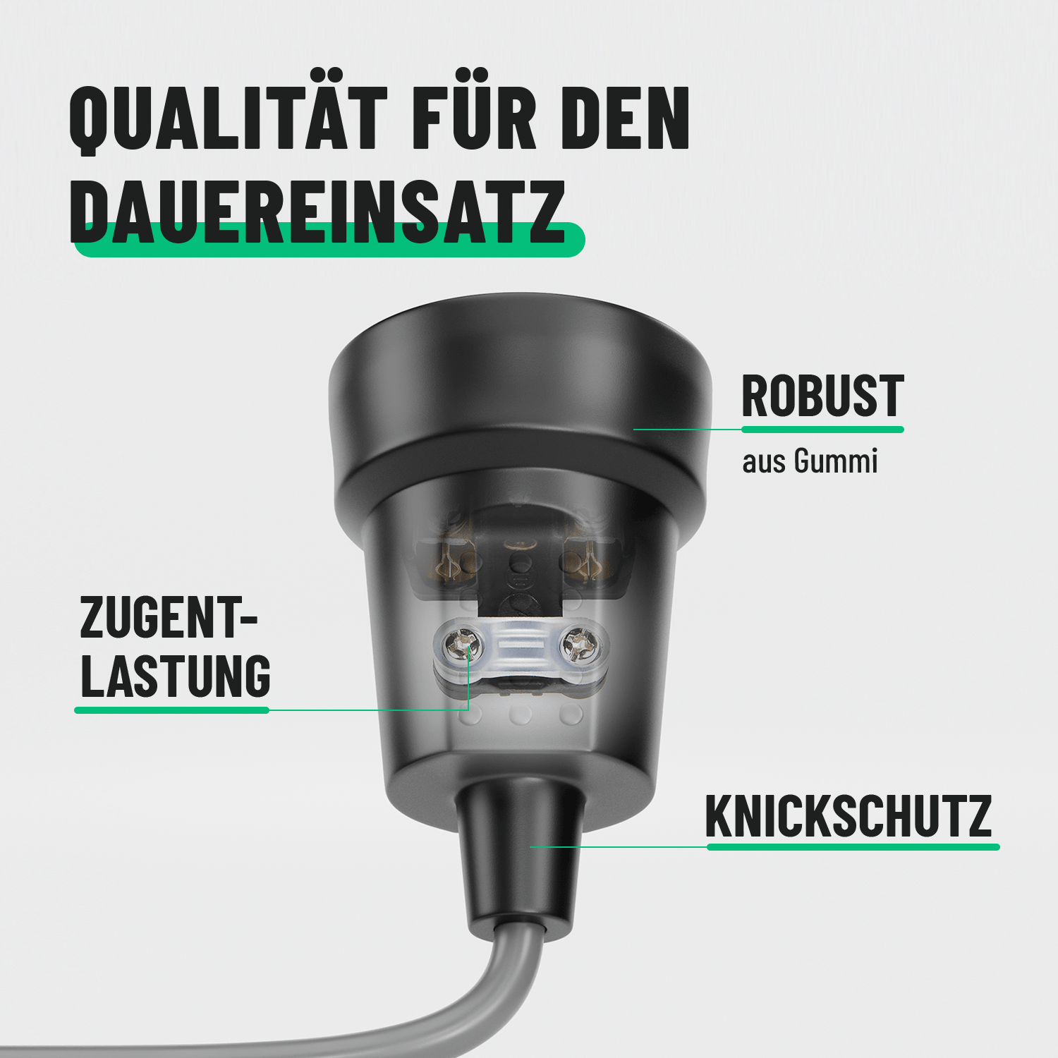 Schutzkontakt Kupplung Schukokupplung schwarz Zugentlastung und Knickschutz 503040-2