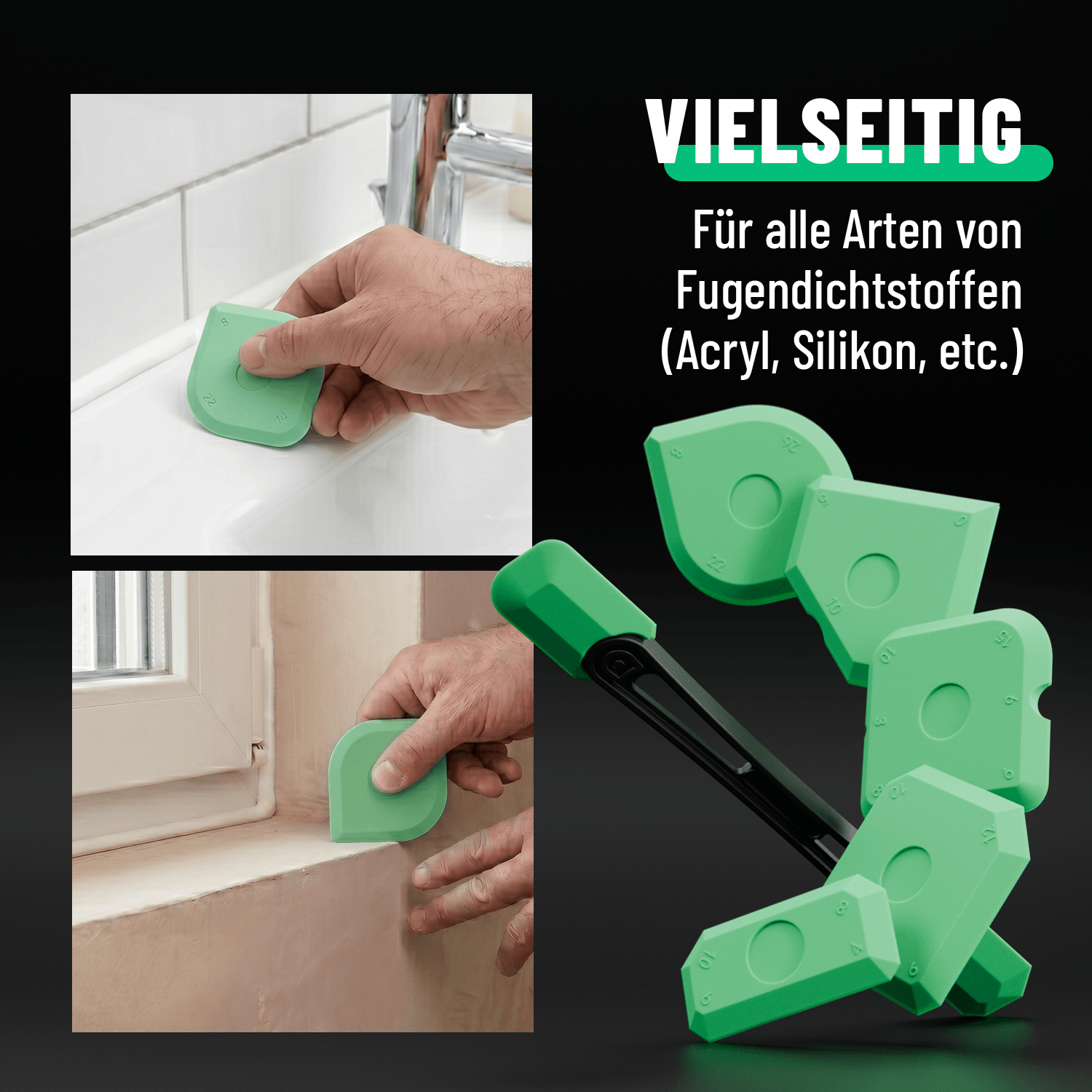 Silikon Abzieher Fugen Set 7-teilig