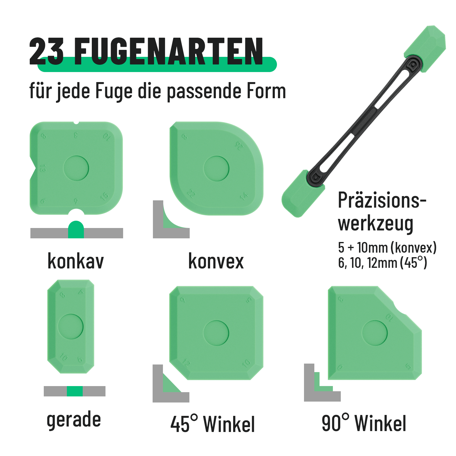 Silikon Abzieher Fugen Set 7-teilig
