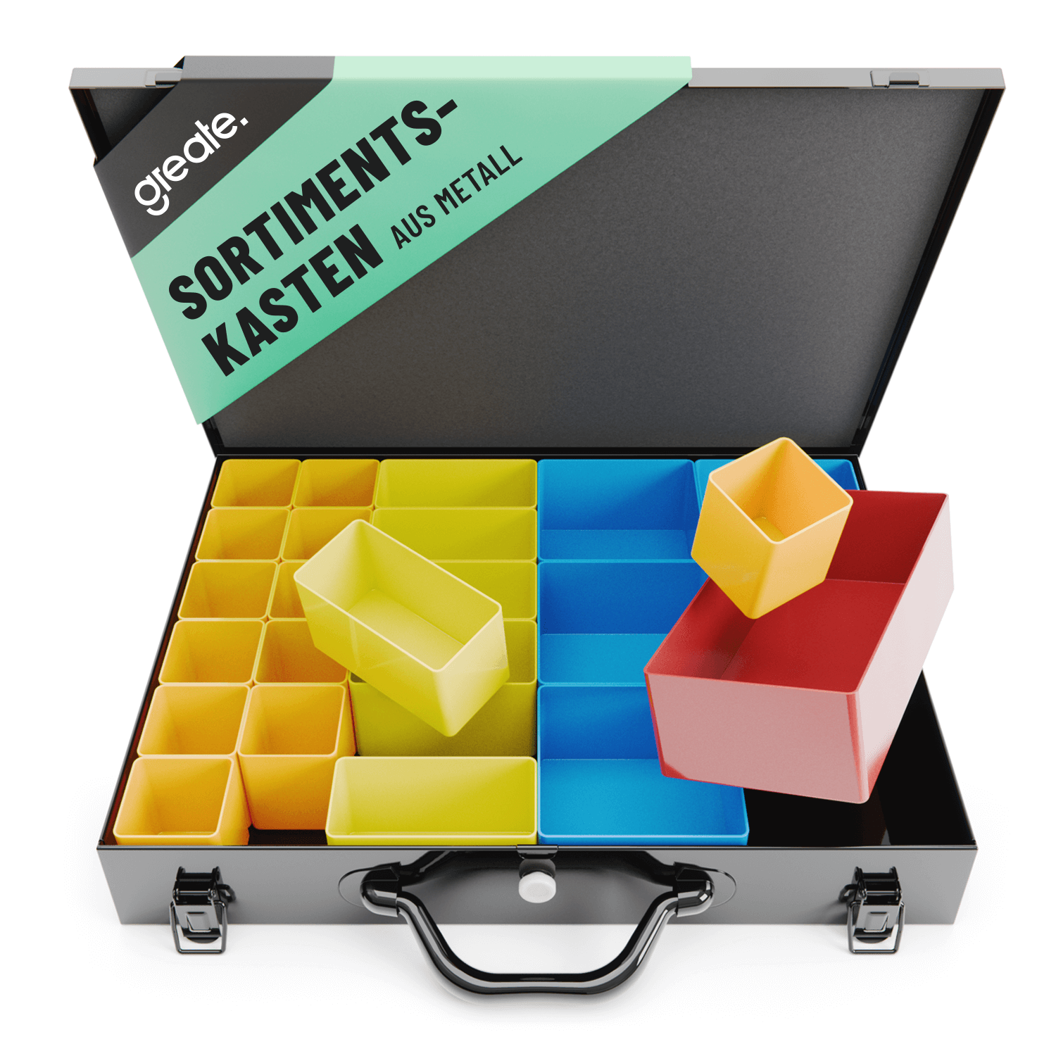 Sortimentskasten Metall mit 23 herausnehmbaren Behältern 101400 Hauptbild