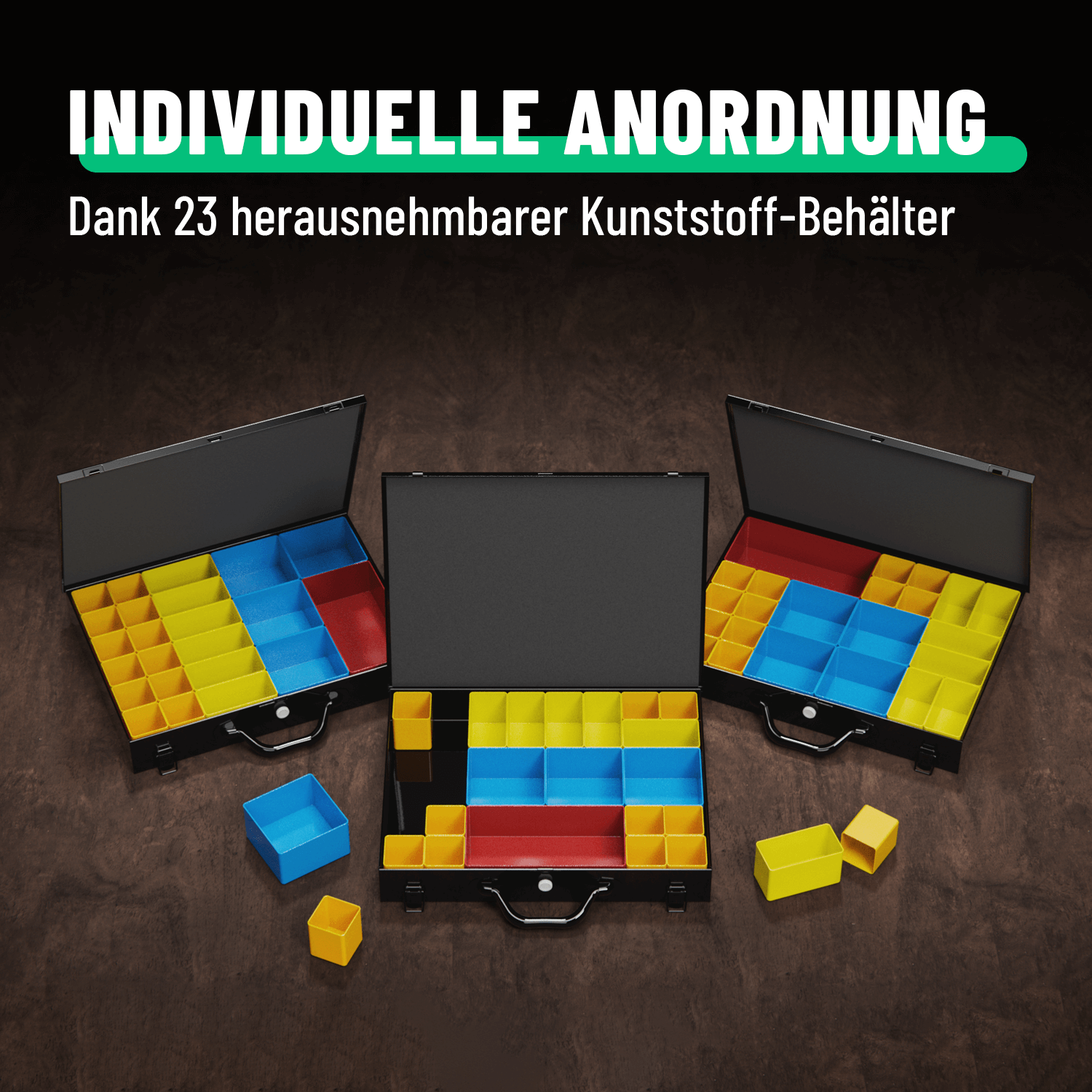 Sortimentskoffer Metall mit individueller Anordnung 101400-2