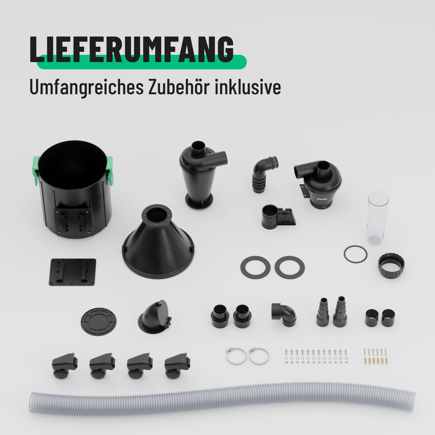 Staubabscheider mit umfangreichen Zubehör bietet vielseitige Anschlussoptionen 101021-5