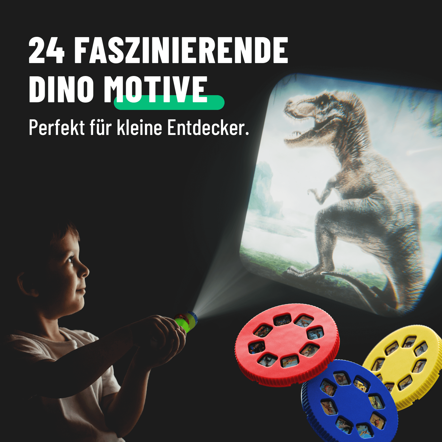 Taschenlampe Projektor mit 24 Dino Motiven 201027-1