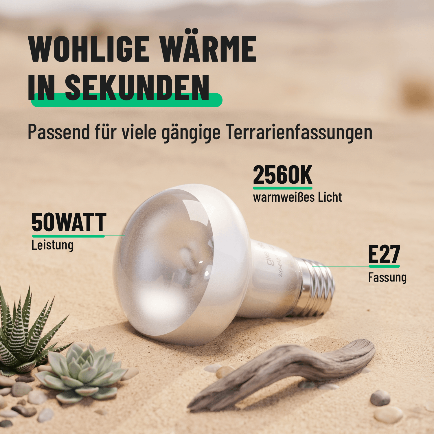 UVA Terrarium Lampe E27 50W