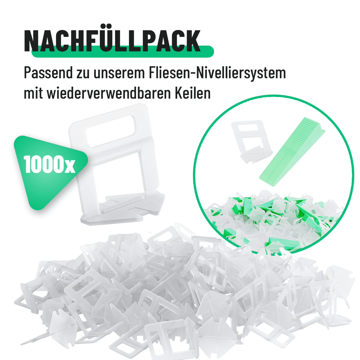 Zuglaschen Fliesen Niveliersystem Nachfüllpack 1000 Teile 101205-5